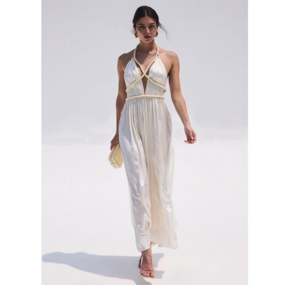 Cult Gaia open back silk gown in off white - Picture 2 of 5